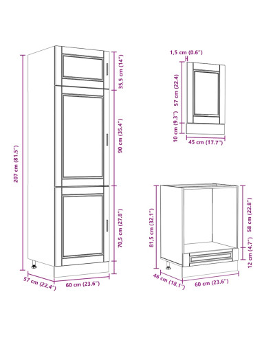 Set Mobili da Cucina 7 pz Porto Rovere Sonoma in Truciolato
