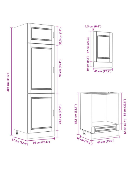 Set Mobili da Cucina 7 pz Porto Rovere Sonoma in Truciolato