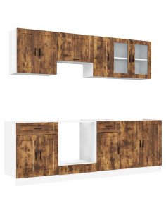 Set Mobili da Cucina 8 pz Porto Rovere Fumo Legno Multistrato