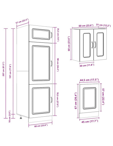 Set Mobili da Cucina 8 pz Kalmar Rovere Marrone in Truciolato