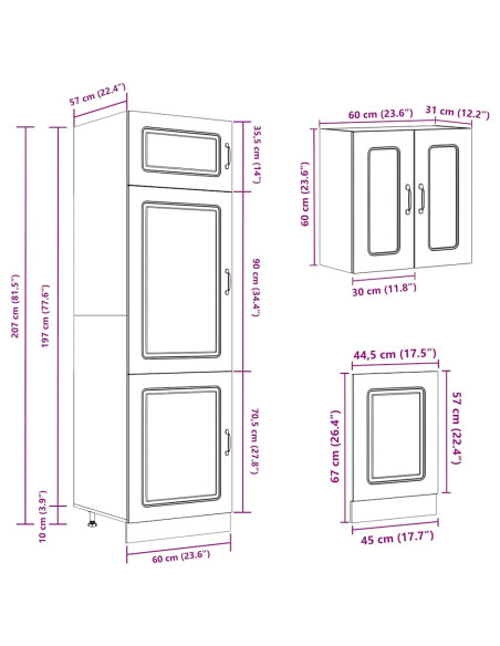 Set Mobili da Cucina 8 pz Kalmar Rovere Marrone in Truciolato