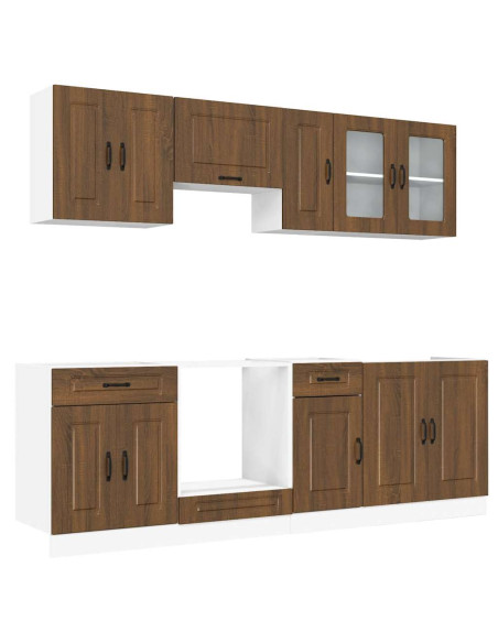 Set Mobili da Cucina 8 pz Kalmar Rovere Marrone in Truciolato
