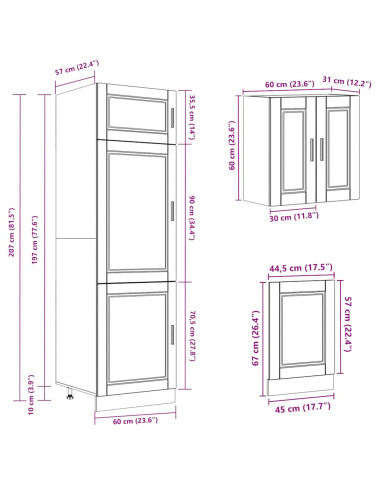 Set Mobili da Cucina 8 pz Porto Rovere Sonoma in Truciolato