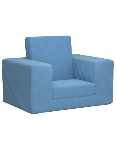 Divano per Bambini Blu in Morbido Peluche