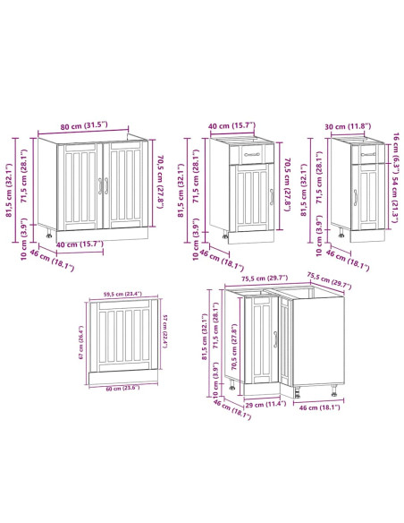 Set Mobili da Cucina 11 pz Lucca Rovere Fumo in Truciolato