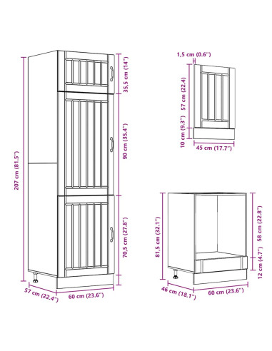 Set Mobili da Cucina 7 pz Lucca Rovere Fumo Legno Multistrato