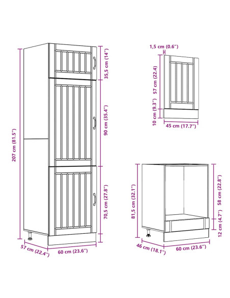 Set Mobili da Cucina 7 pz Lucca Rovere Fumo Legno Multistrato