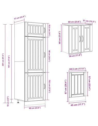 Set Mobili da Cucina 8 pz Lucca Rovere Fumo Legno Multistrato