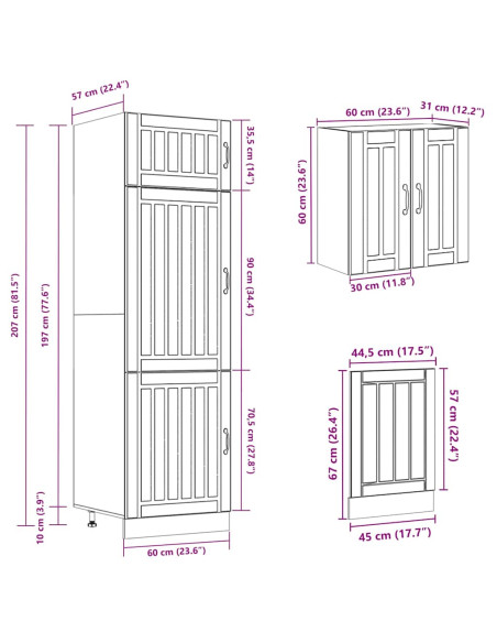 Set Mobili da Cucina 8 pz Lucca Rovere Fumo Legno Multistrato