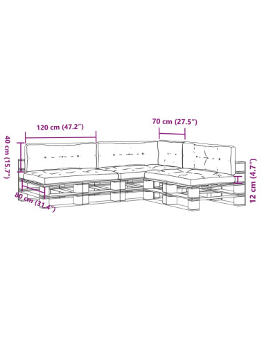 Cuscini per Pallet 7 pz Crema in Tessuto
