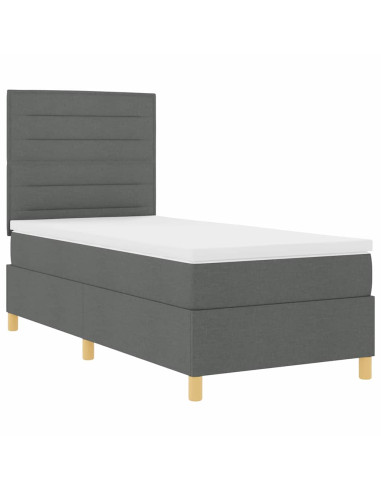 Letto a molle con materasso Grigio scuro 100 x 200 cm Tessuto