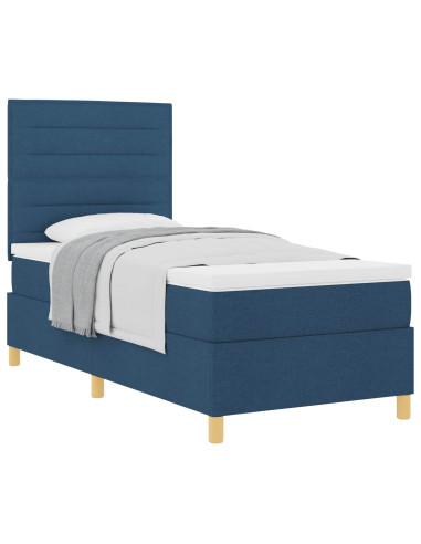 Letto a molle con materasso Blu 100 x 200 cm Tessuto