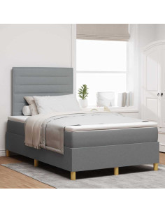 Letto a molle con materasso Grigio chiaro 120 x 200 cm Tessuto