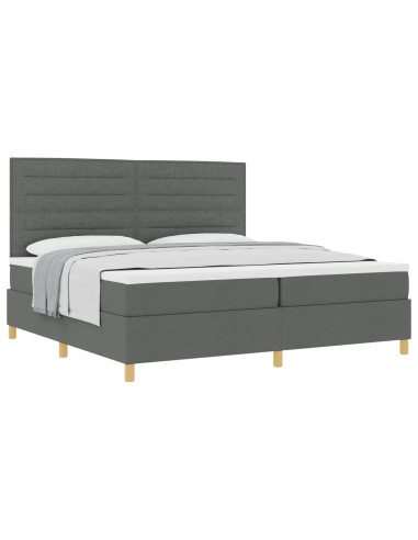 Letto a molle con materasso Grigio scuro 200 x 200 cm Tessuto