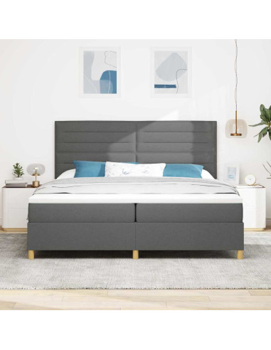 Letto a molle con materasso Grigio scuro 200 x 200 cm Tessuto