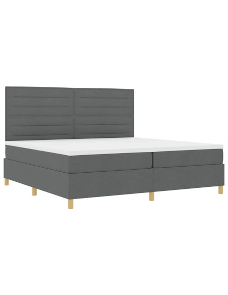 Letto a molle con materasso Grigio scuro 200 x 200 cm Tessuto