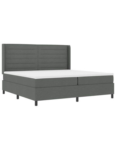 Letto a molle con materasso Grigio scuro 200 x 200 cm Tessuto