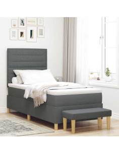 Letto a molle con materasso Grigio scuro 100 x 200 cm Tessuto