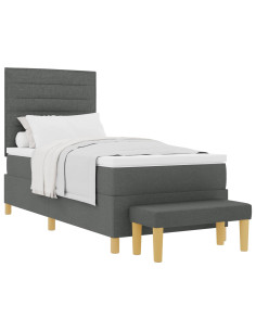 Letto a molle con materasso Grigio scuro 100 x 200 cm Tessuto 2