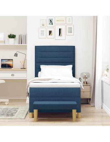 Letto a molle con materasso Blu 100 x 200 cm Tessuto