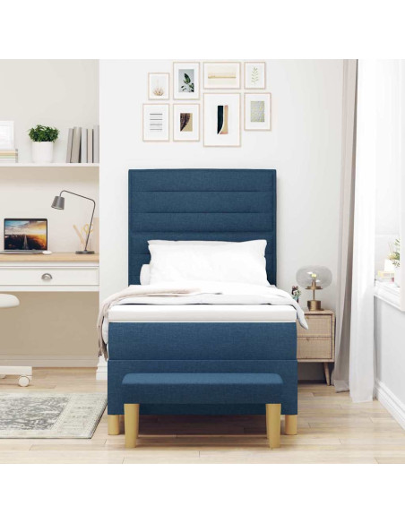 Letto a molle con materasso Blu 100 x 200 cm Tessuto