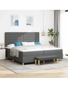 Letto a molle con materasso Grigio scuro 200 x 200 cm Tessuto