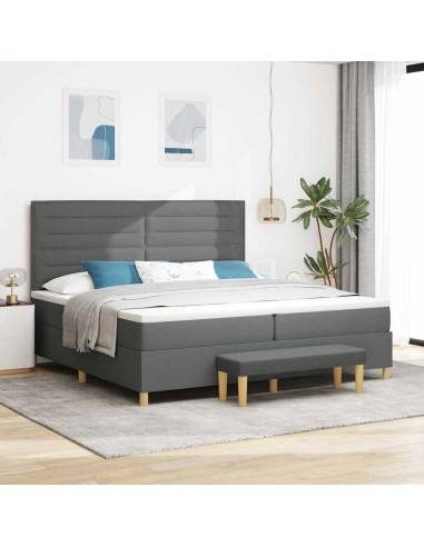 Letto a molle con materasso Grigio scuro 200 x 200 cm Tessuto