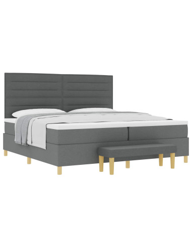 Letto a molle con materasso Grigio scuro 200 x 200 cm Tessuto