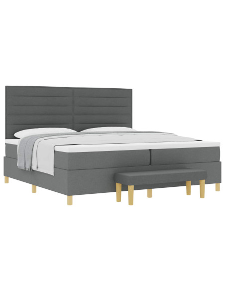Letto a molle con materasso Grigio scuro 200 x 200 cm Tessuto