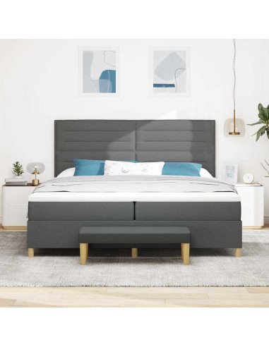 Letto a molle con materasso Grigio scuro 200 x 200 cm Tessuto