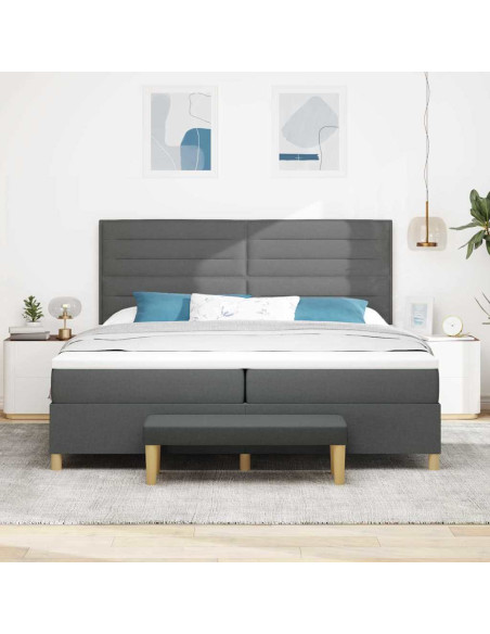 Letto a molle con materasso Grigio scuro 200 x 200 cm Tessuto