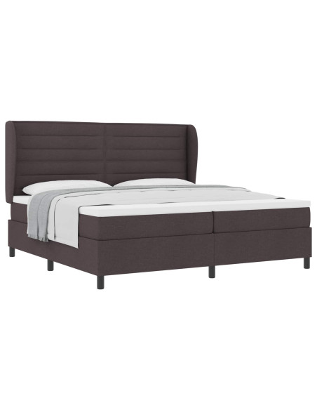 Letto a molle con materasso Marrone scuro 200 x 200 cm Tessuto