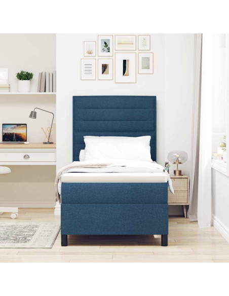 Letto a molle con materasso Blu 100 x 200 cm Tessuto