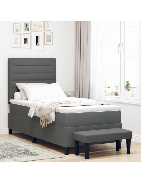 Letto a molle con materasso Grigio scuro 100 x 200 cm Tessuto