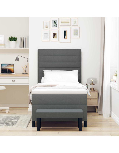 Letto a molle con materasso Grigio scuro 100 x 200 cm Tessuto