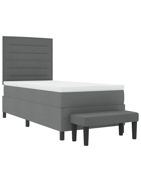 Letto a molle con materasso Grigio scuro 100 x 200 cm Tessuto