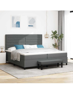 Letto a molle con materasso Grigio scuro 200 x 200 cm Tessuto