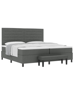 Letto a molle con materasso Grigio scuro 200 x 200 cm Tessuto 2