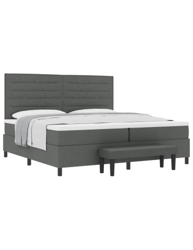Letto a molle con materasso Grigio scuro 200 x 200 cm Tessuto