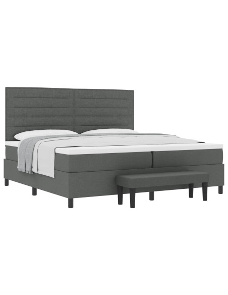 Letto a molle con materasso Grigio scuro 200 x 200 cm Tessuto