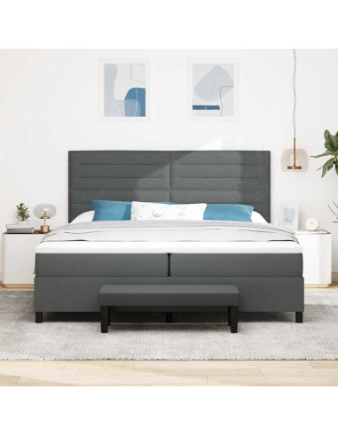 Letto a molle con materasso Grigio scuro 200 x 200 cm Tessuto