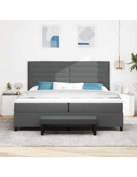 Letto a molle con materasso Grigio scuro 200 x 200 cm Tessuto