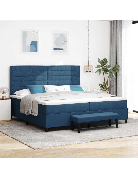 Letto a molle con materasso Blu 200 x 200 cm Tessuto