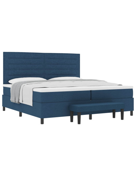 Letto a molle con materasso Blu 200 x 200 cm Tessuto