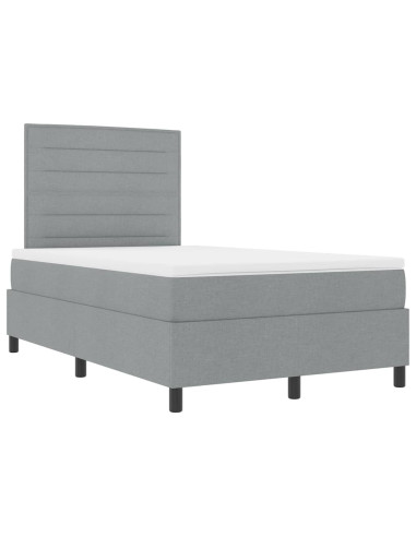 Letto a molle con materasso Grigio chiaro 120 x 200 cm Tessuto