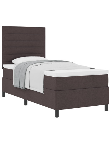 Letto a molle con materasso Marrone Scuro 100 x 200 cm Tessuto