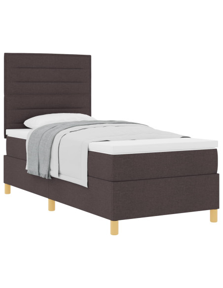 Letto a molle con materasso Marrone Scuro 100 x 200 cm Tessuto