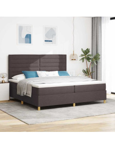 Letto a molle con materasso Marrone Scuro 200 x 200 cm Tessuto