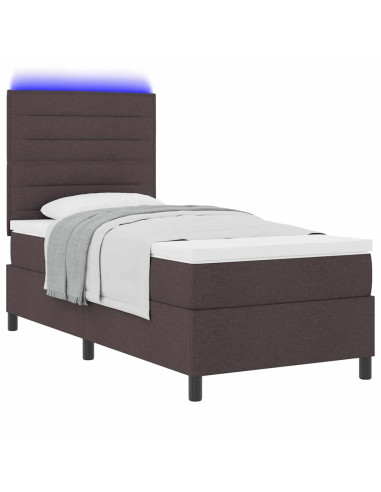 Letto a molle con materasso Marrone scuro 100 x 200 cm Tessuto