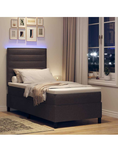 Letto a molle con materasso Marrone scuro 100 x 200 cm Tessuto